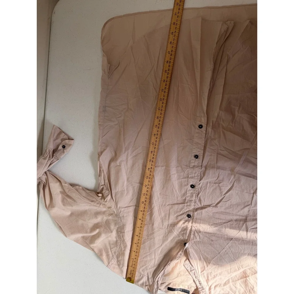 Gucci Mens Beige Band Collar Long Sleeve Button Down Shirt Made in Italy 42 16.5